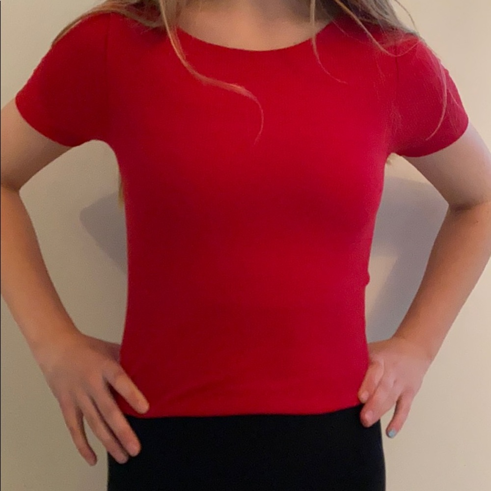 Red hollister shirt with cross in back